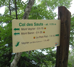 Signalisation au Col des Sauts